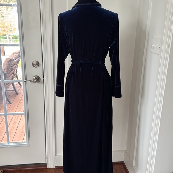 Vintage Jonquil Diane Samandi Blue Velvet Robe L - Picture 4 of 7
